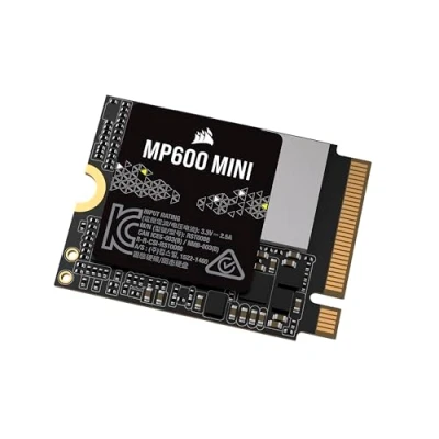 Immagine di Corsair MP600 MINI 2 TB M.2 NVMe PCIe x4 Gen4 SSD 2230 Fino a 7.000 MB/sec in Lettura Sequenziale 3D TLC NAND ad Alta Densità Ideale Per Steam Deck e Microsoft Surface Nero