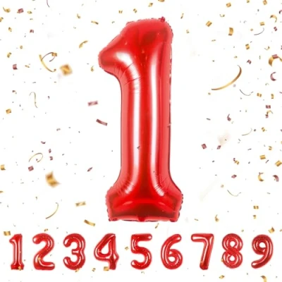 Immagine di Palloncini compleanno 1 anni 40 pollici Decorazioni Rosso di un ragazzo e una ragazza Pallone gonfiabile in foil anni.…