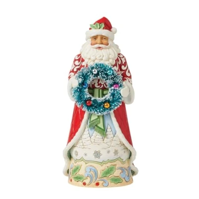 Immagine di Enesco Heartwood Creek by Jim Shore Statuetta di Babbo Natale con corona in sisal