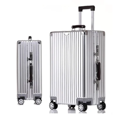 Immagine di Meoky Valigia in Metallo Alluminio Argento Carry on Suitcase con Ruote girevoli,1,24in