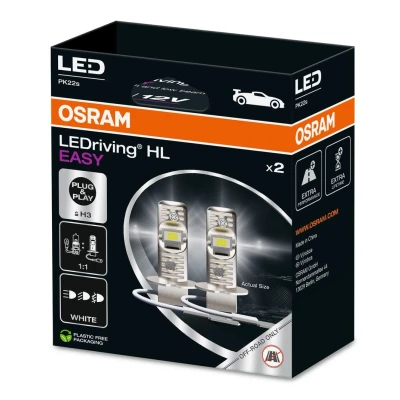 Immagine di OSRAM LEDriving HL EASY ≜ H3, lampada LED abbaglianti e anabbaglianti, bianco freddo 6500K, nessun accessorio necessario, solo per uso fuoristrada no ECE, 2 lampade