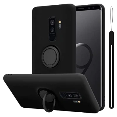 Immagine di Cadorabo Custodia compatibile con Samsung Galaxy S9 PLUS in LIQUID NERO per Cellulare Silicone TPU Flessibile Anello Paraurti Cover Posteriore Ultra Sottile