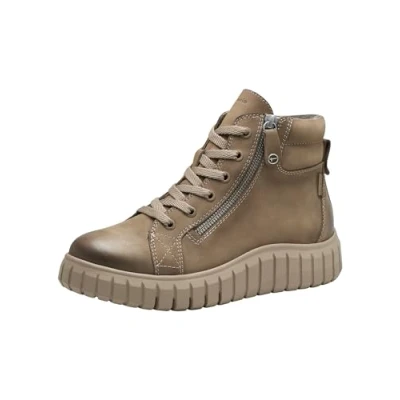 Immagine di Tamaris Stivali Comodi con Lacci, Foderati Duo Tex e Extra Grip, Moda Donna, Camel Nubuc, 41 EU