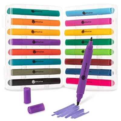 Immagine di OfficeTree 16 pennarelli marker Mini ad alcool Colori intensi Set di Touch Twin per disegnare e dipingere