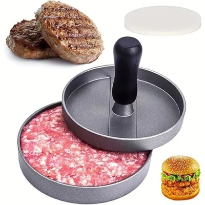 Immagine di Set di 100 fogli carta per hamburger, antiaderenti, con carne, manzo, formaggio, verdure, griglia, piastra barbecue (12,9 cm)