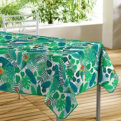 Immagine di Douceur d&#039;Intérieur, Tovaglia rettangolare (140 x 300 cm) Carlita Bianco PVC Stampato