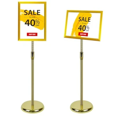 Immagine di VAIIGO supporto per espositore regolabile, poster, struttura a scatto, supporti esposizione in alluminio pavimento, rack pubblicitario sostituibile（Oro A3）