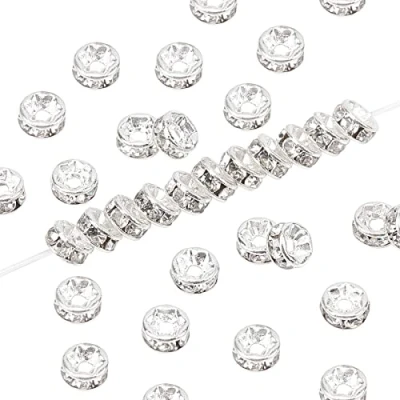 Immagine di NBEADS 200 perline a rondella di 5 mm, con cristallo strass, distanziatore in argento placcato per fare gioielli fai da te