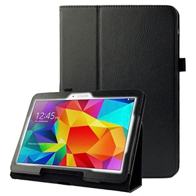 Immagine di subtel® Custodia Compatibile con Samsung Galaxy Tab 4 10.1 (SM T530 / SM T531 T533 T535) Similpelle Borsa Guscio Flip Cover Case Nero