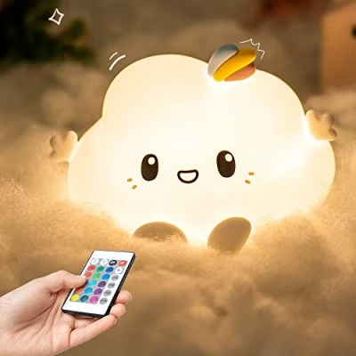Immagine di One Fire Luce Notturna Bambini, 16 Colori+5 Dimmerabile Lampada Nuvola, Silicone Ricaricabile Lucina Notte LED per Bambini Cameretta Bambina Regalo Bimba[Telocomando]