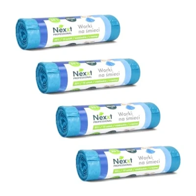 Immagine di Emerson 60 sacchi per la spazzatura resistenti agli strappi, rifiuti extra forti, confezione da 4 rotoli blu, 35 l con cordino, volume 50 x cm, stabili sacchetti in