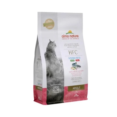 Immagine di almo nature HFC Adult Sterilized Mangime Secco, bilanciato e Completo per Gatti con 100% Salmone Fresco di qualità