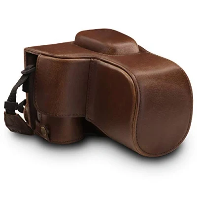 Immagine di Megagear Mg1536 Nikon D3500 Ever Ready Custodia In Finta Pelle Per Fotocamera Con Tracolla Marrone Scuro