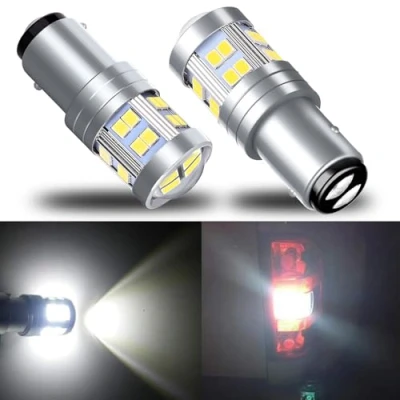 Immagine di Bay15D 1157 P21/5W Lampadina Led, PYJR DC 12V 24V Ampia Tensione, Luce Bianca Con Proiettore, Per Luci Di Posizione, Dei Freni, Fanali Posteriori, Confezione Da 2 Pezzi