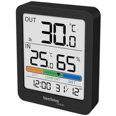 Immagine di WS9488 Thermp Igrometro Termometro, Temperatura Esterna, Display Comfort, Umidità, Interna, Retroilluminazione, Ora