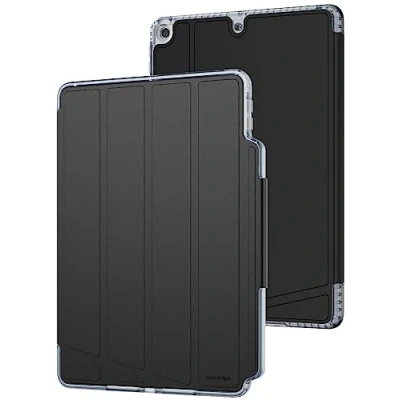 Immagine di Tech21 EvoFolio custodia per iPad 7a/8a/9a generazione, protezione dagli impatti, con visione multi angolo, funzione Wake/Sleep, colore: Nero