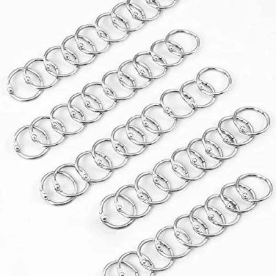 Immagine di 50 Pezzi Anelli Rilegatura,Anelli del Libro,Raccoglitori Apribili Metallo,Leaf Binder Metallici Libro,50mm per Rilegatura Rotondi,Argento Metallo Raccoglitori