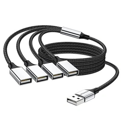 Immagine di MOGOOD USB Splitter, Cavo 4 in 1,Hub Adattatore da a USB,Splitter Multi Presa,Convertitore Femmina Porte di Prolunga Alimentazione per PC/Auto/TV