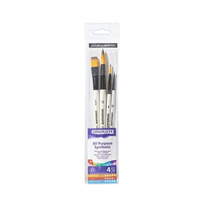 Immagine di Daler Rowney Set di pennelli con setole Sintetiche Graduate, Ideali per acquerelli, 4 pz.