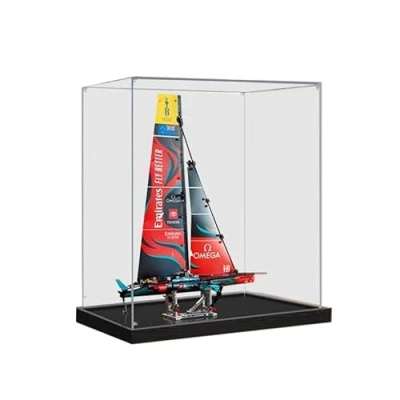 Immagine di HCAEIOFJ Espositore in acrilico trasparente per Lego Technic 42174 applicabile Emirates Team New Zealand AC75 Yacht, scatola regalo (solo vetrina) (fondo nero)