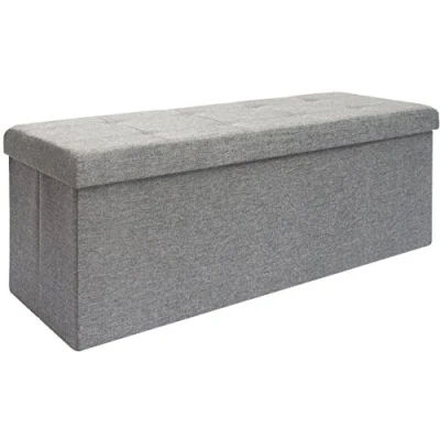 Immagine di DuneDesign Ottomana XXL Pieghevole 110x38x38cm incl 2 pareti divisorie 120L Panca Contenitore Cassapanca Imbottita Grigio Chiaro