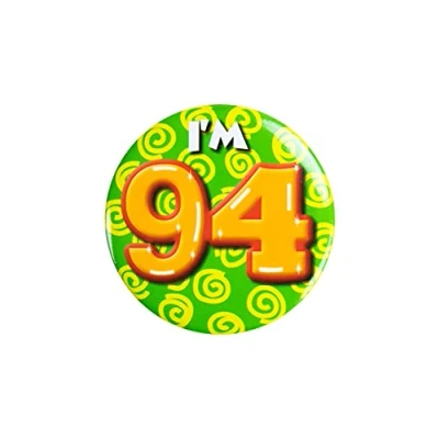 Immagine di PD Party 6014794 Compleanno Distintivo/Spillo Badge Celebrazione Festa I&#039;m 94, Multicolore, 5.5cm Lunghezza x Larghezza 0.5cm Altezza