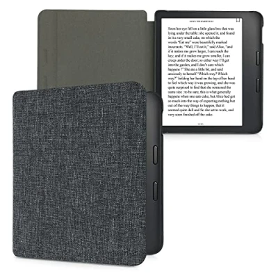 Immagine di kwmobile Cover compatibile con Kobo Libra 2 Custodia a libro in tessuto Copertina Flip Case per lettore eReader