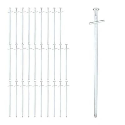 Immagine di Relaxdays Set da 30 Picchetti Tenda, Pioli Ancoraggio su Terreni Duri, Acciaio Zincato, con Ganci, L: 23 cm, Argento