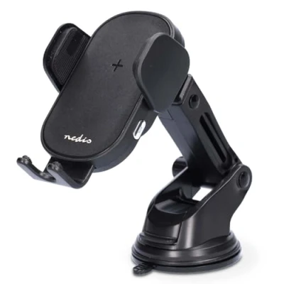 Immagine di Nedis Caricabatterie radio per auto, certificato Qi 7.5/10/15 W 1.5/1.67/2 A 1.00 m FOD/protezione da surriscaldamento/sovratensione USB Type C cavo incluso