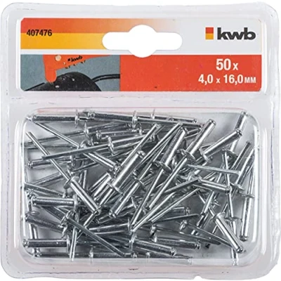 Immagine di KWB 407476 50 Ø 4 mm, Lunghezza 16 in Alluminio, con Perno zincato, per pinze Rivetti ciechi, 4,0 x mm