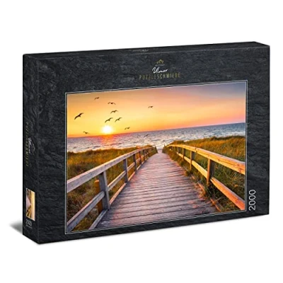 Immagine di Ulmer Puzzleschmiede Puzzle per ora serale su Sylt da 2000 pezzi Motivo Mare del Nord con tramonto sulle dune sulla spiaggia di Sylt, Germania