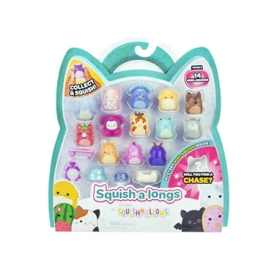 Immagine di Squish a longs Confezione da 14 Serie 2, Wave 2 (14) Mini 2,5 cm con (4) Accessori, (1) Attacco ad anello e Guida per collezionisti Collezione, Commercio Gioca