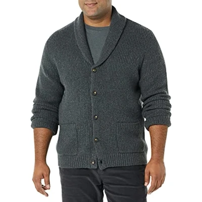 Immagine di Amazon Essentials Cardigan Morbido a Maniche Lunghe con Collo Sciallato Uomo, Carbone Puntinato, XL