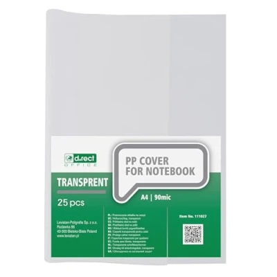 Immagine di D.RECT Set di 25 Copertine per Quaderni, Formato DIN A4, Trasparenti, in Pellicola Polipropilene Resistente e Lavabile, Spessore 90 mic
