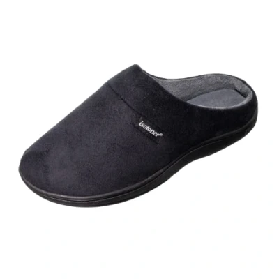 Immagine di Isotoner Pantofole uomo con schiena aperta in memory foam e suola per interni ed esterni, Microvelluto nero, XX Large
