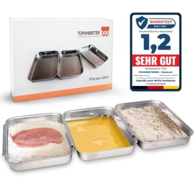 Immagine di Topanbieter999 Set di 3 vaschette per impanatura in acciaio inox