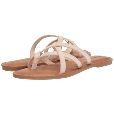 Immagine di Amazon Essentials Sandalo Slide Basso con Cinturino Donna, Beige Chiaro, 40.5 EU Larga