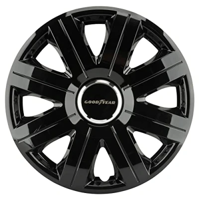 Immagine di Goodyear GOD9025 Coprimozzi con Tecnologia Flexo e Anello di bloccaggio Regolabile, 14, Nero, Set 4