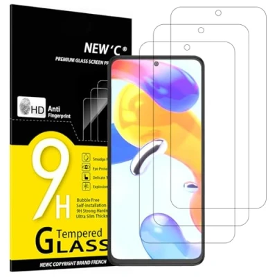 Immagine di NEW&#039;C 3 Pezzi, Vetro Temperato per Xiaomi Redmi Note 11 PRO, PRO 5G, Pellicola Prottetiva Anti Graffio, Durezza 9H, 0,33mm Ultra Trasparente, Resistente