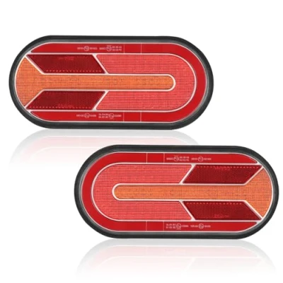 Immagine di AOHEWEI Luci Posteriori per Rimorchio a LED 12/24V, 2 Pezzi Impermeabile Lampada di Posizione Freno Riflettore Dinamico Indicatore Direzione Camper Roulotte Trattore Camion Furgone