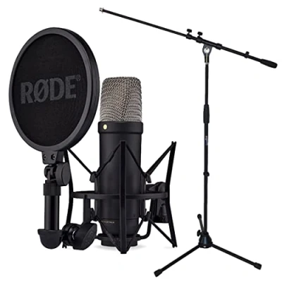 Immagine di Rode NT1 5th Generation Black XLR USB microfono da studio Nero + supporto Keepdrum