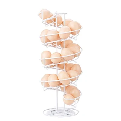 Immagine di Toplife Contenitore per Uova con Design a Spirale, Porta in Acciaio, Portauova Salva Spazio Cucina, Bianco