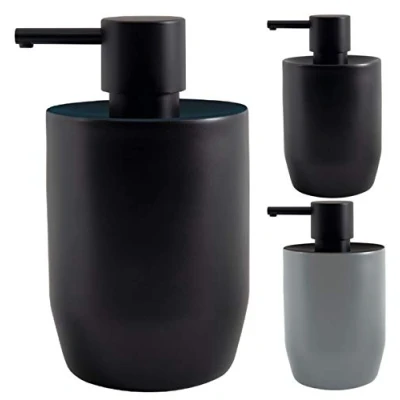 Immagine di Spirella dispenser di sapone Jaro con pompa in acciaio inox, per liquido, porcellana, 300 ml, colore nero petrolio