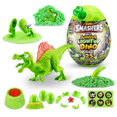 Immagine di Smashers Mega Jurassic Light Up Dino Egg by ZURU, Spinosaurus, Collectible with Over 25 Surprises, Volcano, Fossil Toy, Dinosaur Toys, T Rex Toy for Boys and Kids, (Spinosaurus)