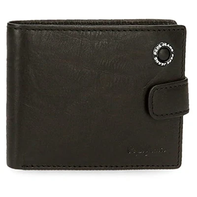 Immagine di Pepe Jeans Badge Portafoglio orizzontale con chiusura a click Nero 11 x 8,5 1 cm pelle, , scatto