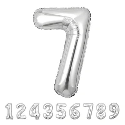 Immagine di Palloncini Compleanno 7 Anni Argento 101 CM Palloncino Numero Decorazioni Vola con l’Elio