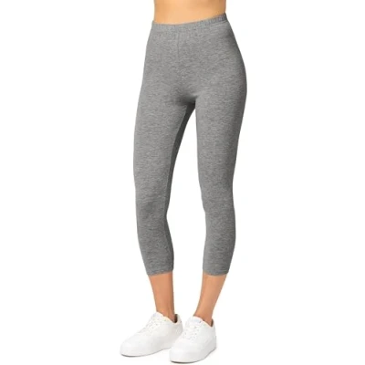 Immagine di Merry Style Leggings Donna 3/4 Pantaloni Capri Morbidi e Confortevoli Leggins in Cotone Traspirante Elastici Delicati sulla Pelle Sensibile MS10 199 (Melange Medio,3XL)
