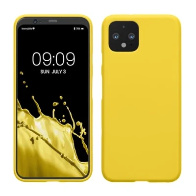 Immagine di kwmobile Custodia Compatibile con Google Pixel 4 Cover Back Case per Smartphone in Silicone TPU Protezione Gommata giallo radiante