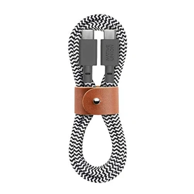 Immagine di Native Union Cavo Belt USB C a 1,2 m di Ricarica Ultra Rinforzato per iPhone 16, 16 Pro Max, MacBook 14&quot;/16&quot; M2, Air 15&quot; iPad (Zebra)