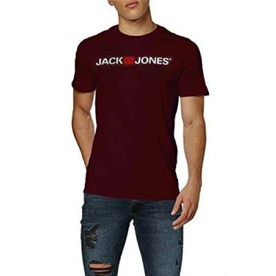 Immagine di JACK &amp; JONES Classica T Shirt da Uomo, Rosso (Port Roeale), XXXL